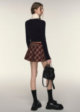 British Red Plaid Pleated Skirt
